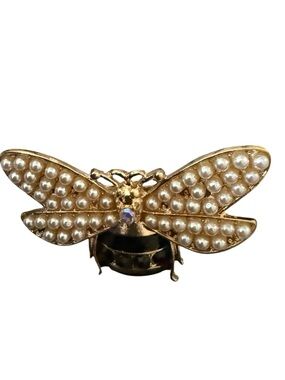 Vintage Gold and Pearl Dragonfly Brooch